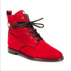 Red Stuart weitzman lace up Ryder booties